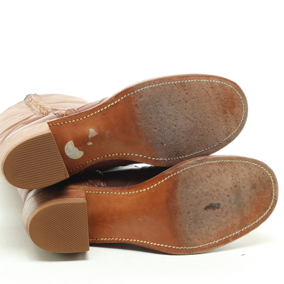 Frye Vintage Campus Braided Knee-High Leather Heeled Boots Women 6.5 Brown EUC - Picture 11 of 15